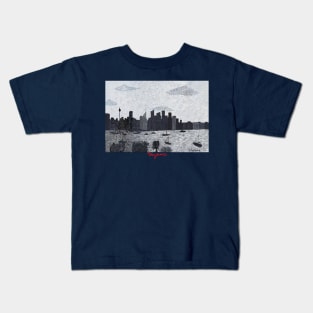 Sydney Harbour view from Darling Point  (black and white) Kids T-Shirt